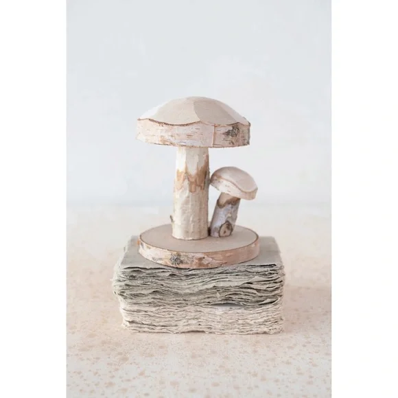 Terrain -Hand Carved Oak Wood Mushrooms - Picture 3 of 5